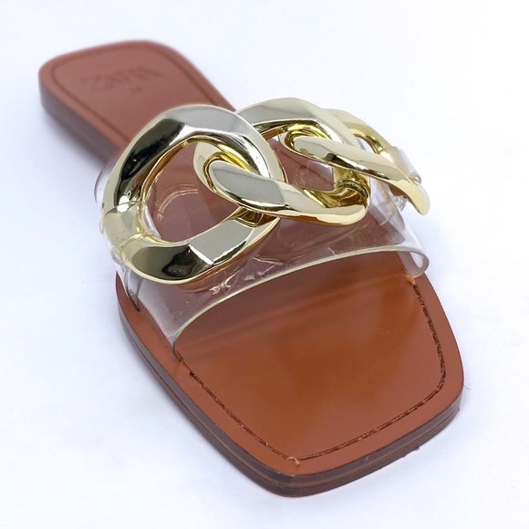Zara Metal Chain Flat Sandals